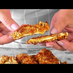 Куриные нагетсы, в сырно-ореховой панировке, запечённые в духовке