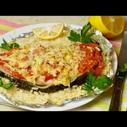 Зубатка с рисом в духовке