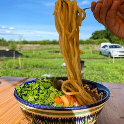 Вкуснейший лагман в чугунном казане