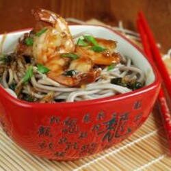 Кисло-сладкие креветки с лапшой соба, пошаговый рецепт с фото