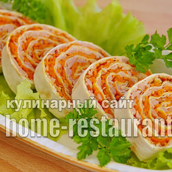 Лаваш с корейской морковью и ветчиной «5 минут» - Домашний Ресторан