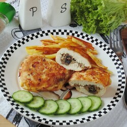 Куриные отбивные с грибами в кляре