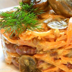 Салаты с шампиньонами и морковью: как приготовить вкусные овощные закуски с грибами