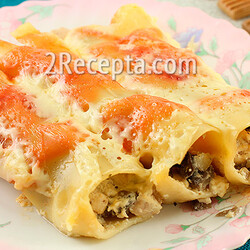 Каннеллони с курицей и грибами