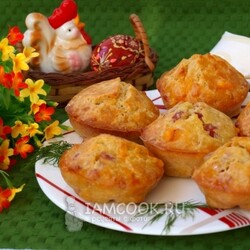 Закусочные кексы с ветчиной и сыром — рецепт с фото