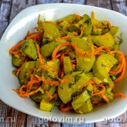 Быстрые маринованные кабачки с куркумой и морковью. Рецепт с фото