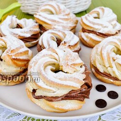 Заварные кольца с шоколадно-кофейным кремом