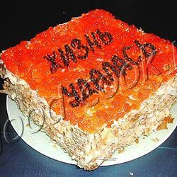 Закусочный торт с копченым лососем, рецепт приготовления