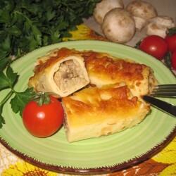 Блины с пшеничной крупой и грибами