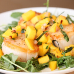 Морские гребешки с ананасовой сальсой