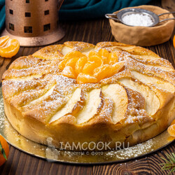 Шарлотка с яблоками и мандаринами — рецепт с фото