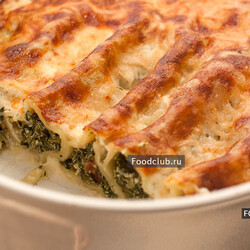 Каннелони с сырно-шпинатной начинкой