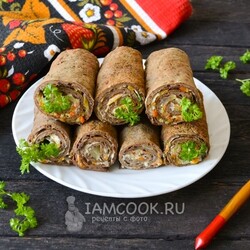 Рулетики из печеночных блинчиков — рецепт с фото