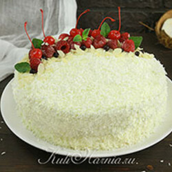 Кокосовый торт с кремом и кокосовой стружкой - Кулинарния