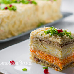 Праздничный закусочный торт "Наполеон". Пошаговый рецепт с фото на сайте Готовим дома