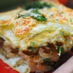 Горячий Наполеон с картофельно-грибным кремом, пошаговый рецепт с фото