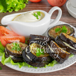 Жареные баклажаны с майонезом и чесноком