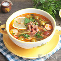 Рецепт солянки сборной с колбасой