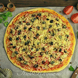 Пицца на кефире без дрожжей рецепт