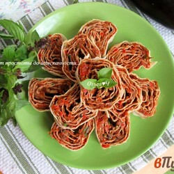 Рулет из лаваша с баклажаном и сладким перцем - пошаговый рецепт с фото