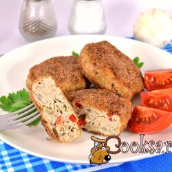 Куриные котлеты с баклажанами, грибами и сладким перцем фото рецепт приготовления