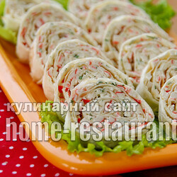 Лаваш с начинкой «Санторини»: с крабовыми палочками и брынзой - Домашний Ресторан