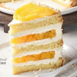 Персиковый торт с творожно-шоколадным кремом