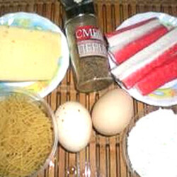 Котлеты из крабовых палочек с вермишелью