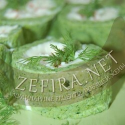 Зеленый рулет из брокколи с сыром и крабовыми палочками