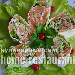 Лаваш с начинкой «Праздничная фантазия» с семгой и сыром - Домашний Ресторан