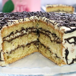 Бесподобный домашний бисквитный торт «Нежность»: вкусный сметанный крем и шоколадная прослойка (ВИДЕО)