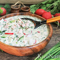 Классическая окрошка на квасе рецепт с колбасой