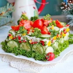 Закусочный торт «Наполеон» с консервами. Пошаговый рецепт с фото • Кушать нет