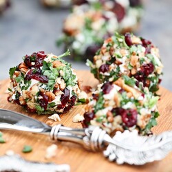 Сырные шарики с орехами, клюквой и петрушкой