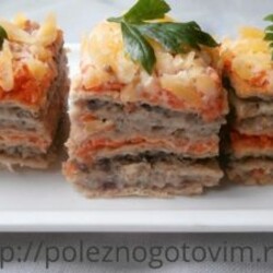 Закусочный торт из вафельных коржей