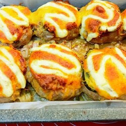 КОТЛЕТЫ гнезда ПО-ФРАНЦУЗСКИс марин огурц  сыром в духовке