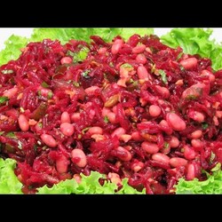 Недорогой салат на каждый день. Салат из буряка с орехами и фасолью. Простой Постный салат