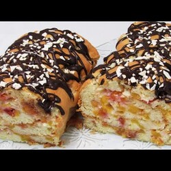 Рулет с Персиками! Быстрый десерт на лето или Простая ВЫПЕЧКА к ЧАЮ - Раз, Два и ГОТОВО!