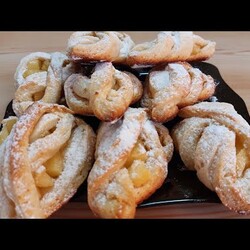 Творожное печенье с яблочной начинкой! Супер вкусный  рецепт печенья к чаю!