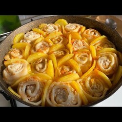 Вкусный обед в одной сковороде. Мясные рулетики. и тесто на кефире для вареников