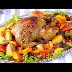 Праздничная курица в духовке с овощами! Идеальный рецепт, который всегда выручает!