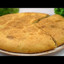 Быстрый "ленивый" пирог на кефире.  Две - три минуты и тесто готово