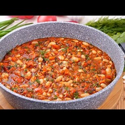 Вкусная Фасоль с овощами в томатном соусе! Аппетитное овощное блюдо с фасолью в томате!