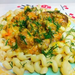 НЕЖНЕЙШАЯ куриная ПЕЧЕНЬ в СЛИВОЧНОМ соусе.Буквально ТАЕТ во рту !!!