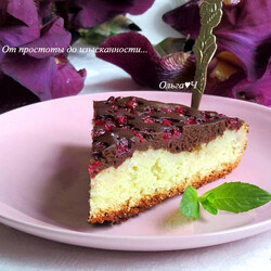 Шоколадно-творожный пирог с брусникой, миндалём