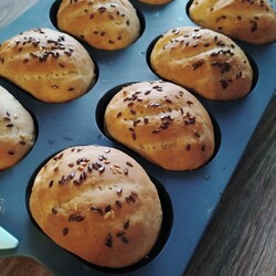 Булочки дрожжи 300 пшен100ржаной