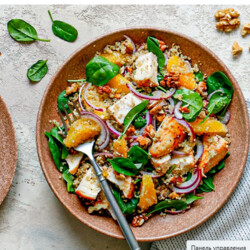 Салат с киноа, курица с апельсинами