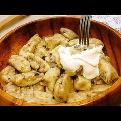 ЛЕНИВЫе несладкие вареники с грибами творогом и луком