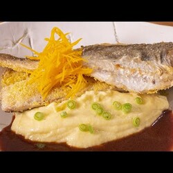 Необычный ужин из самой обычной рыбы Хек. Пюре из кукур. манки. Соус из Кваса