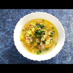 Яичный суп с ветчиной